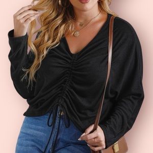NWOT | SHEIN | Black Drawstring Ruched Long-Sleeve | Size 1XL